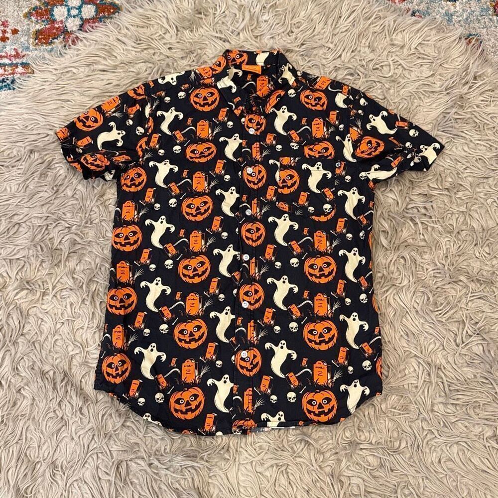 Halloween Creepy Co Mens Small Spooky Halloween Button Up Shirt